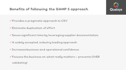 9 benefits of GAMP 5 approach