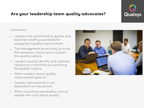 Leadership who are quality advocates 2