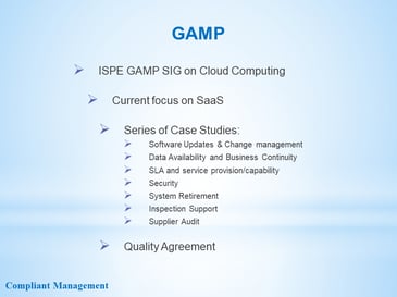 ISPE GAMP SIG cloud computing