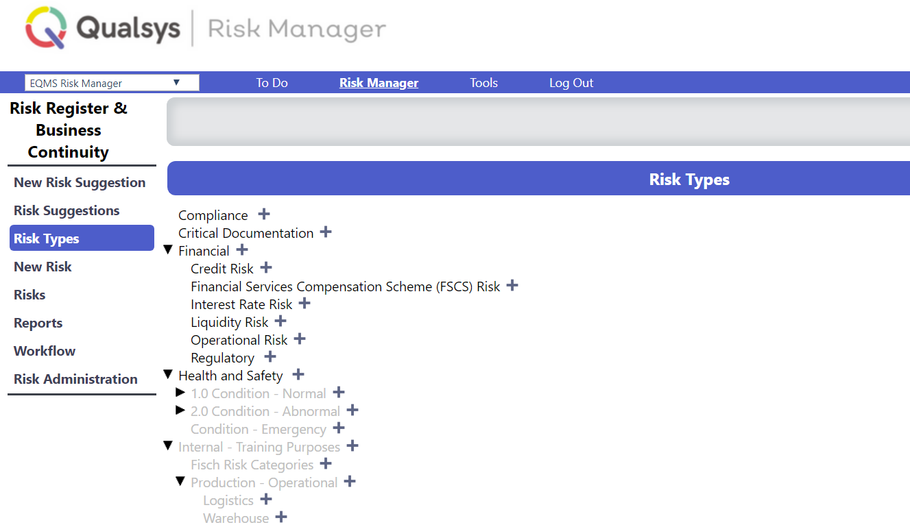 Risk qms examples