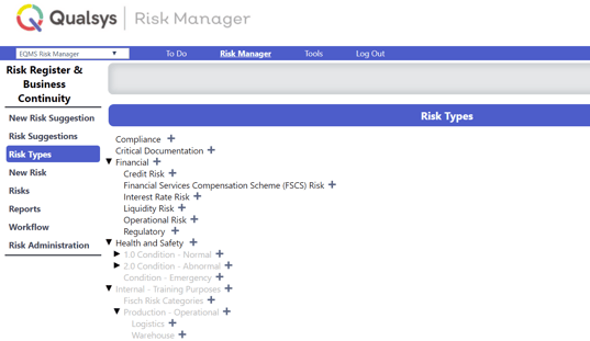 Risk qms examples