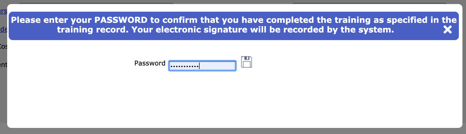 Training record e-signature