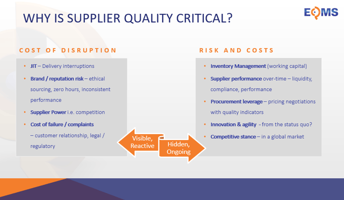Why is supplier quality critical?