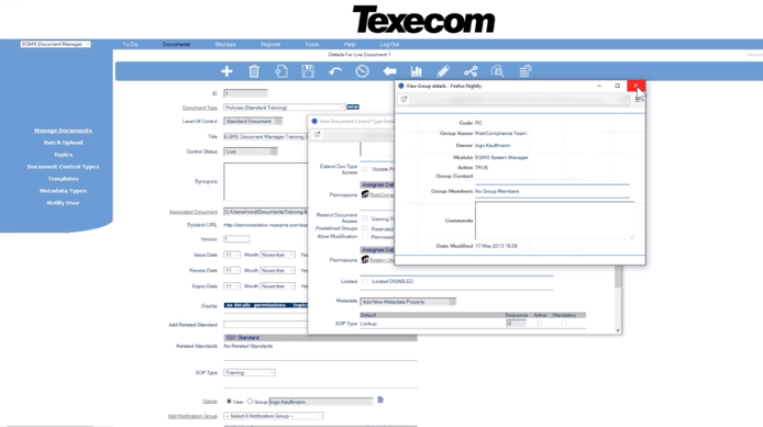 Texecom document control software